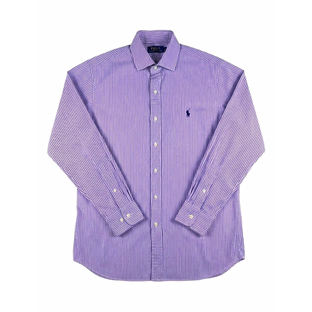 Polo Ralph Lauren Classic Fit Dress Shirt Mens 16 34/35 Purple White Striped